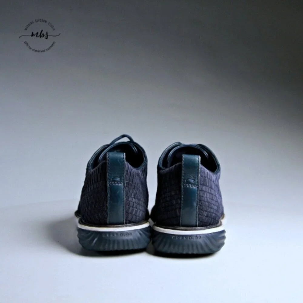 Cole Haan Grand Evolution Oxford Woven Leather Blue Shoes‎ Men 8.5